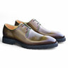 Carrucci Shoes Whole Cut Derby Lug Sole Dress Shoe in Olive #color_ Olive