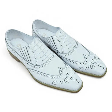 Carrucci Shoes Wingtip Slip-on Oxford Dress Shoe in White