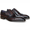 Carrucci Shoes Wingtip Slip-on Oxford Dress Shoe in Chestnut #color_ Chestnut