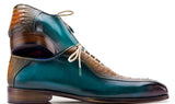 Paul Parkman Men's Genuine Ostrich Leg Bicycle Toe Oxfords in Green & Brown