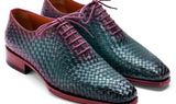 Paul Parkman Men's Woven Leather Oxfords in Green & Purple in EU 47 - US 13