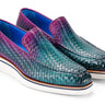 Paul Parkman Men's Smart Casual Woven Leather Loafers in Green & Purple in ----- #color_ -----