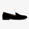 Men's Black Velvet Slipper II With Black Grosgrain Stripe in #color_