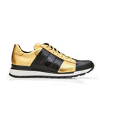 Belvedere Blake in Black / Gold Color Block Exotic Skin Sneakers