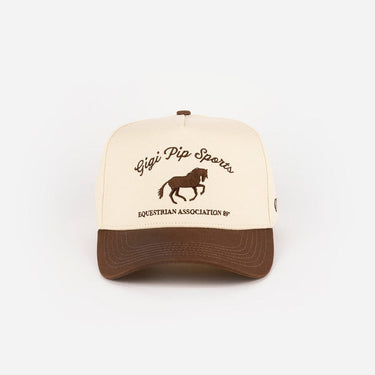 Gigi Sports Vintage Trucker in Cream - Chocolate Brown