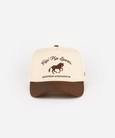 Gigi Sports Vintage Trucker in Cream - Chocolate Brown