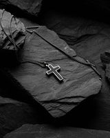Stone Cross Pendant - Sterling Silver Set