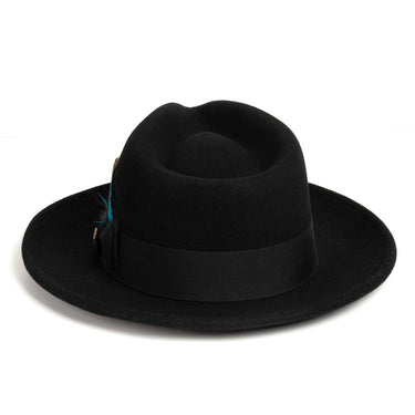 Ferrecci Crushable Fedora in Black Wool in #color_