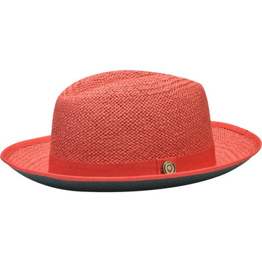 Bruno Capelo Empire in Multiple Colors Color Bottom Straw Fedora in Red Cobalt