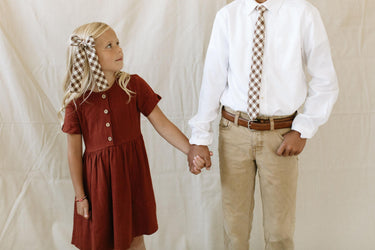 Fawn Gingham - Boys Tie — view 2