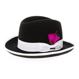 Ferrecci Godfather in Black and White Australian Wool Felt Homburg