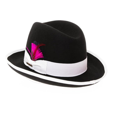Ferrecci Godfather in Black and White Australian Wool Felt Homburg