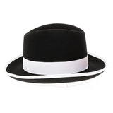Ferrecci Godfather in Black and White Australian Wool Felt Homburg