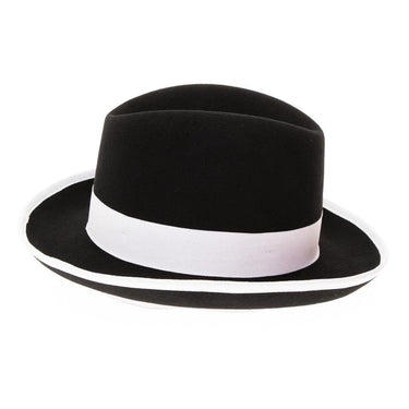 Ferrecci Godfather in Black and White Australian Wool Felt Homburg