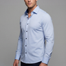 Ralph// Cotton Knit-Stretch Button-Up Shirt With Contrast Details // Blue // Tailored Fit (Fitted)