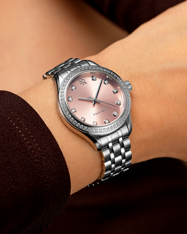 Paul Rich US Crystelle Silver Pink Dress Watch