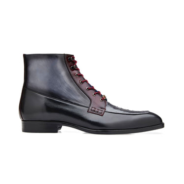 Belvedere Greco in Black / Gray / Burgundy Ostrich and Leather Boots in Black Gray Burgundy