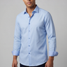 Joshua// Cotton Knit-Stretch Button-Up Shirt With Contrast Details // Blue // Tailored Fit (Fitted)