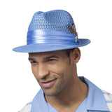 Montique Fairmont Pinch Front Polybraid Straw Fedora