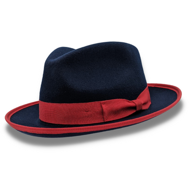 Montique Cornerstone Pinch Front Wool Fedora in Navy