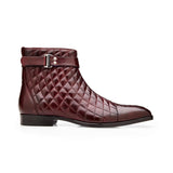 Belvedere Libero in Antique Dark Burgundy Genuine Ostrich Leg Quilted Leather Boots
