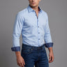 Matthew Button-Up Shirt With Contrast Details // Blue // Contemporary Fit (Regular)