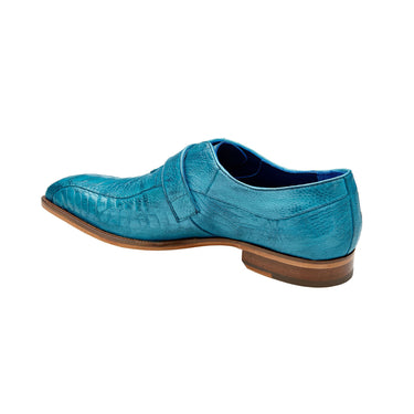 Belvedere Marte in Antique Ocean Blue / Brandy Ostrich Leg Single Monk Strap Shoes