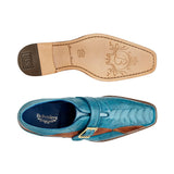 Belvedere Marte in Antique Ocean Blue / Brandy Ostrich Leg Single Monk Strap Shoes