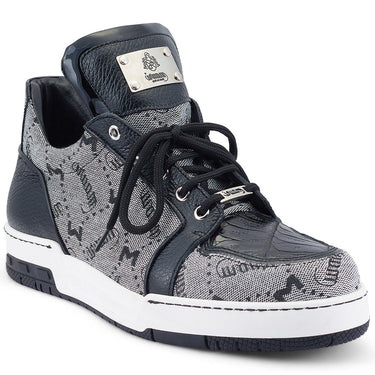 Mauri Supreme 8440/1 Crocodile / Fabric / Leather Sneakers (MA5490) - Black/Grey/Black/Black