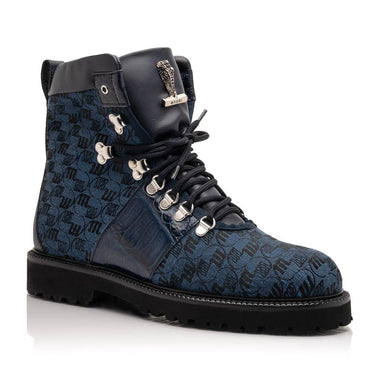 Mauri O.G in Wonder Blue Mens Exotic Crocodile / Ostrich / Fabric / Calf-Skin Leather Boots