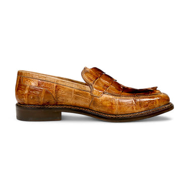 Mauri Orefici 4770/1 Crocodile / Nappa Slip-On Loafer (MA5665) - Cognac