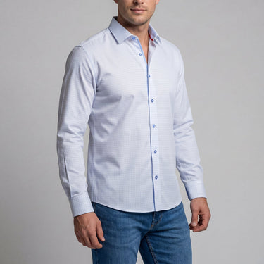 James Button-Up Shirt With Contrast Details // Blue Check // Contemporary Fit (Regular)