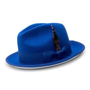 Montique Diplomat White Bottom Wool Fedora in Royal Blue White