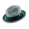 Montique Riviera Pinch Front Straw Fedora in Emerald