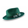 Montique Debonair White Bottom Houndstooth Band Straw Fedora in Emerald / White