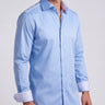 Blue Long Sleeve Shirt with contract trimming // Dual cuffs// contemporary fit- Final Sale in #color_