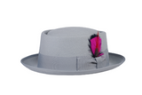 Ferrecci Wool Pork Pie Hat in Light Grey