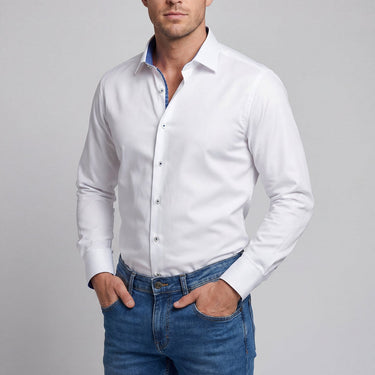 Robert Button-Up Shirt With Contrast Details // White // Contemporary Fit (Regular)