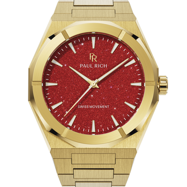 Paul Rich US Star Dust II Gold Red Dress Watch