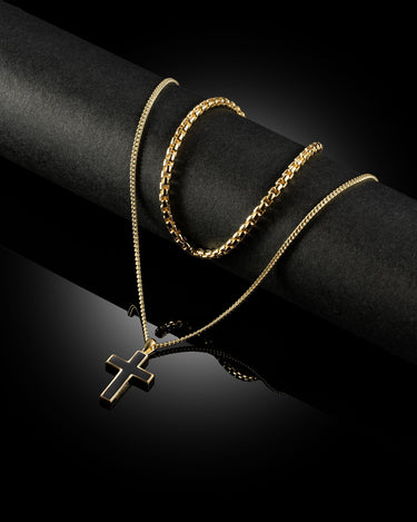 Stone Cross Pendant - Gold Set