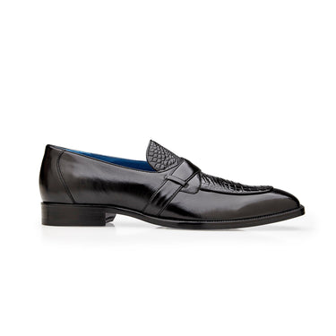 Belvedere Tornado in Black American Alligator and Italian Calf Leather Loafers in Black