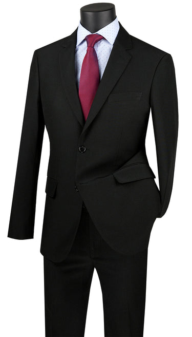 Vinci Black Regular Fit 2 Piece Suit - 2PP