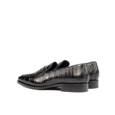 DapperFam Luciano in Black Men's Italian Leather & Exotic US Alligator Loafer in