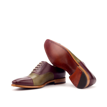 DapperFam Rafael in Burgundy / Olive Men's Italian Leather Oxford in #color_
