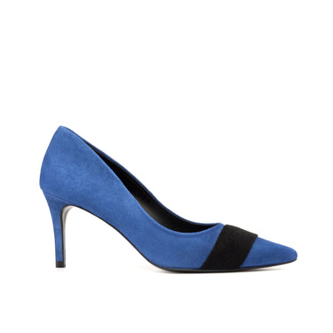 DapperFam Clarissa in Luxury Black / Deep Blue Women's Italian Suede High Heel in Luxury Black / Deep Blue
