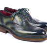 Paul Parkman Triple Leather Sole Wingtip Brogues in Green & Blue