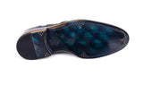 Paul Parkman Triple Leather Sole Wingtip Brogues in Green & Blue