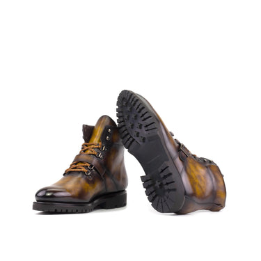 DapperFam Everest in Tobacco Men's Hand-Painted Patina Hiking Boot in #color_