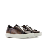 DapperFam Rivale in Brown Men's Hand-Painted Patina Trainer in Brown D - Standard Width