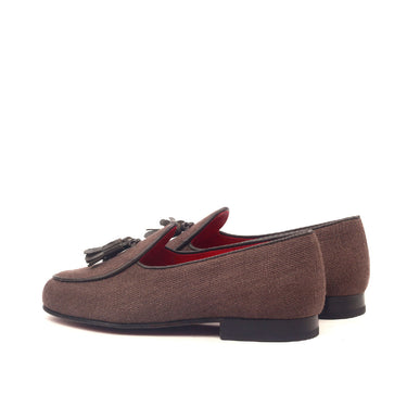DapperFam Marcello in Brown Men's Linen Belgian Slipper